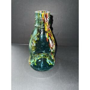 Handblown Art Glass Vessel Bird Feeder Handcrafted Bottle Vase